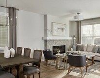 Great room in the Aurora showhome by Alquinn Homes in Woodbend, Leduc.