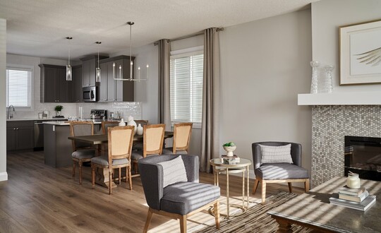 Main floor in the Aurora showhome by Alquinn Homes in Woodbend, Leduc.